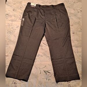 Men's Barrington Dress Pants in Charcoal Gray - Classic Pleated Front Size 48x32